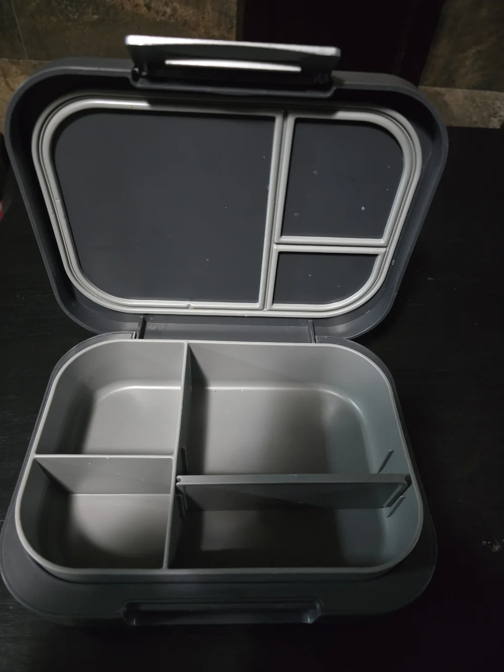 Gray Multi-Compartment Food Storage Lunch Box